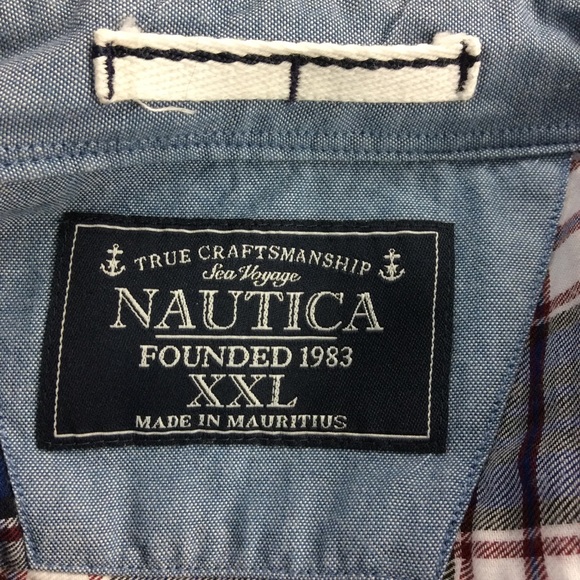 Nautica Long Sleeve Button Front Plaid Shirt XXL - Picture 6 of 7